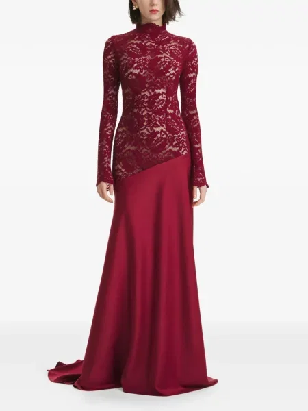 Rochie maxi 2310 Studio din dantelă lungă de costum roșu