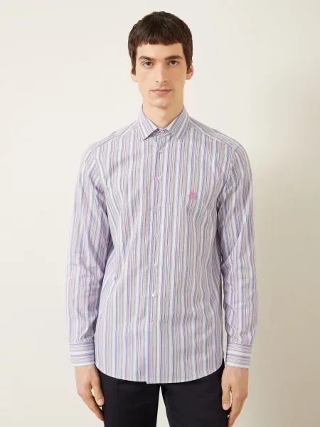 Etro Koszula Slim Fit pink różowa