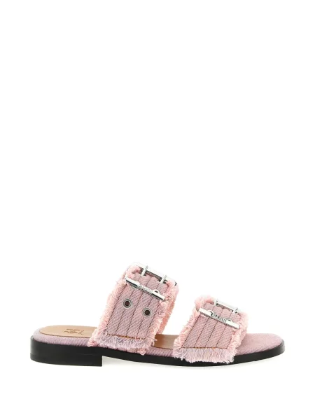 Sandale Ganni cu franjuri cu cataramă roz