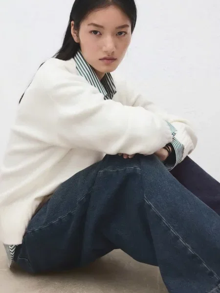 Кардиган MANGO акрил/поліестер білий