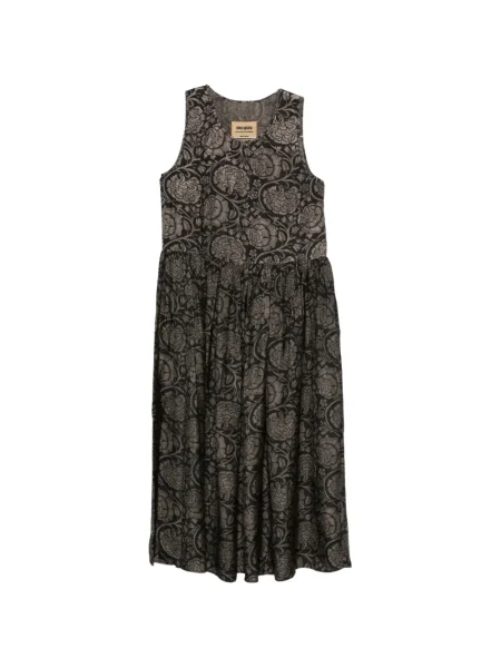 Rochie midi Uma Wang cu model floral cu imagine până la genunchi negru