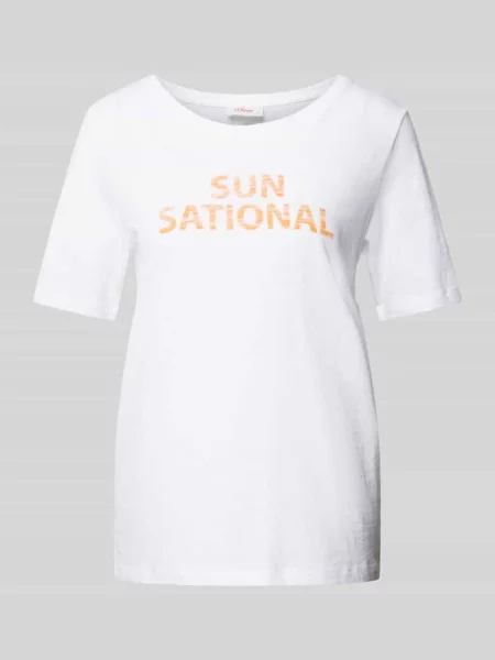 T-shirt z nadrukiem ze sloganem S.oliver Red Label biała
