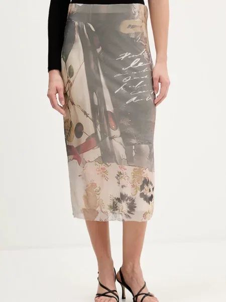 Desigual fustă COLLAGE maro midi drept bej