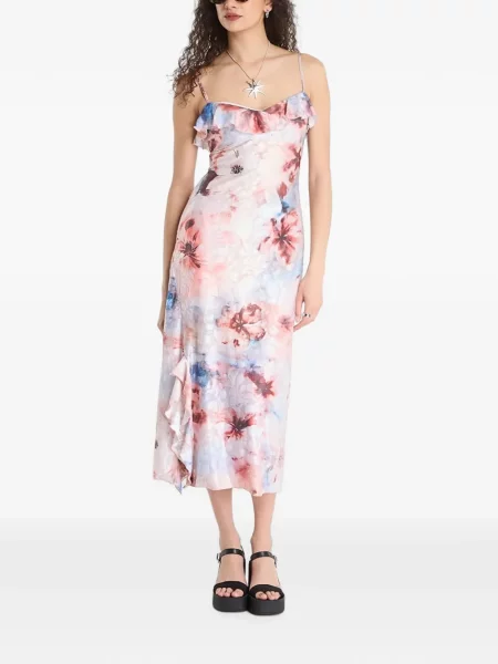 Rochie maxi Desigual cu model floral cu imagine roz