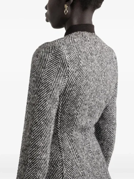 Geacă Dolce & Gabbana cu model herringbone gri
