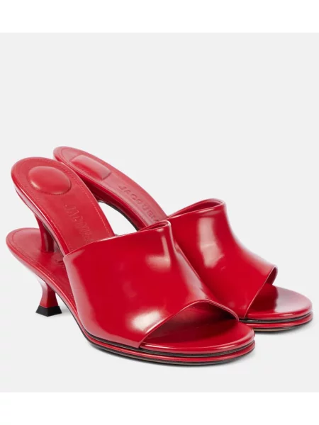 Papuci tip mules Jacquemus din piele roșu