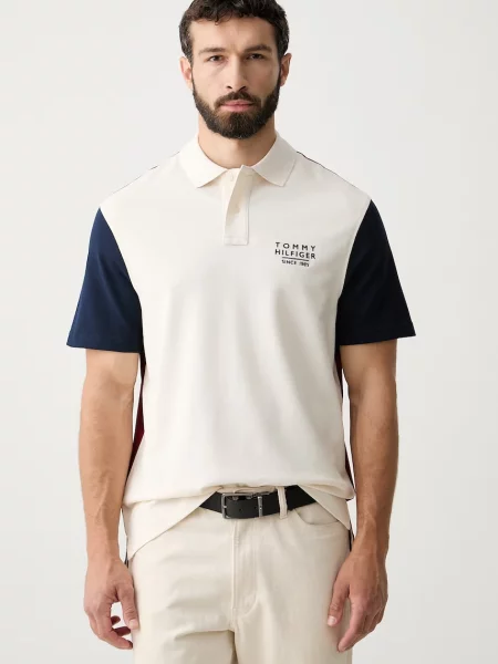 Tricou polo Tommy Hilfiger bej