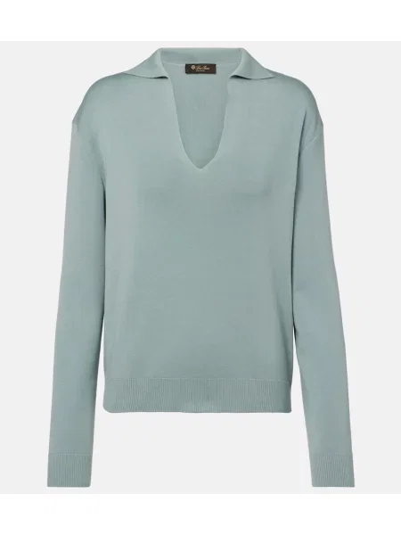 Pulover Loro Piana de mătase albastru