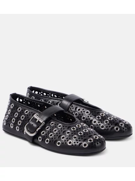 Balerini Alaïa din piele negru