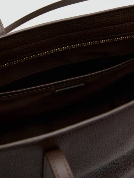 Torba shopper z podwójnym uchwytem czekoladowy Kobieta uniwersalny MANGO