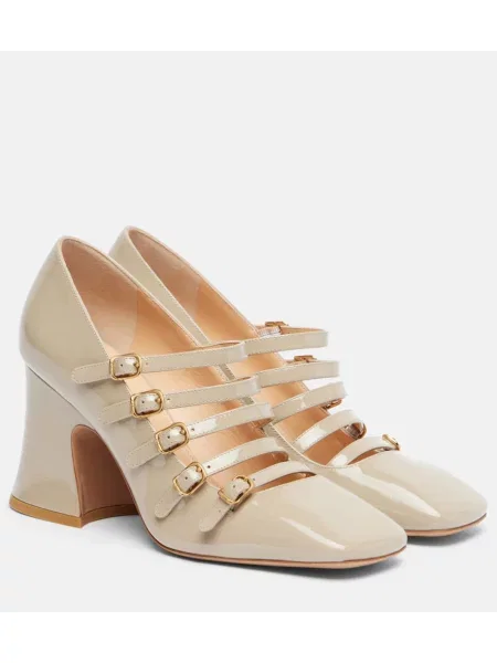 Pantofi cu toc Chloé din piele de lac bej