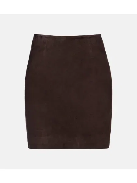 Fustă Rotate din piele de căprioară maro