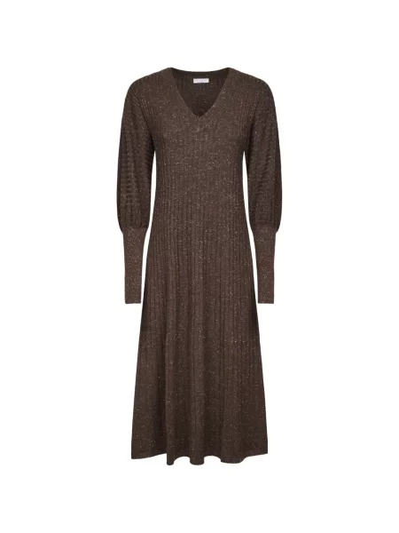 Rochie Brunello Cucinelli tricotate cu decolteu în V maro