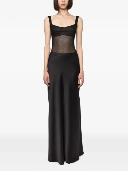 Fusta maxi Atu Body Couture din satin negru