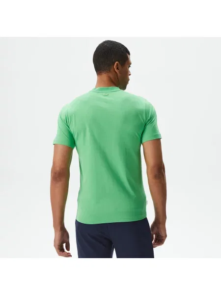 Lacoste Koszulka Slim Fit Crew Neck Z Nadrukiem zielony