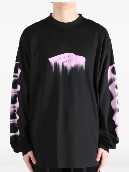 Lung tricou Balenciaga cu imagine negru