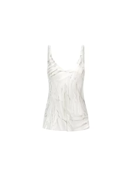 Jedwabny top Roberto Cavalli z nadrukiem biały