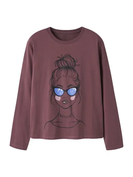 NAME IT Tricou NKFVickie azur / roșu vin negru