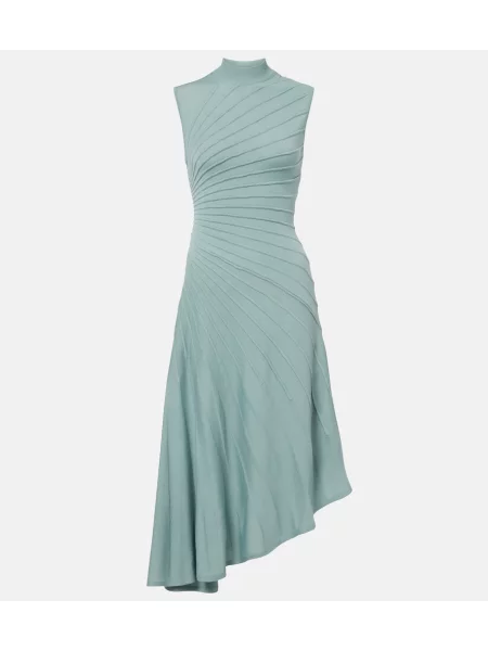 Rochie midi Alaïa de lână asimetrică verde