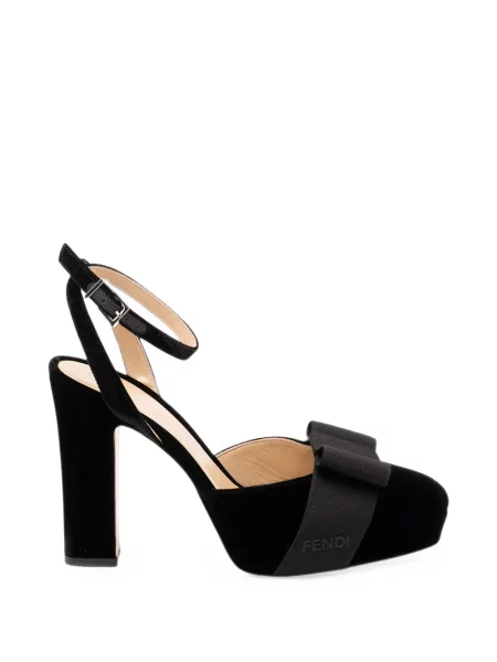 Pantofi cu toc Fendi cu funde negru
