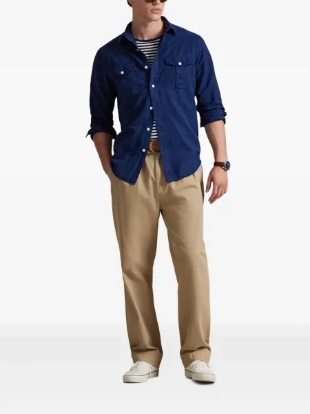 Prugasta lanena šilterica Polo Ralph Lauren bijela