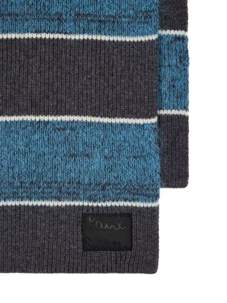 Ριγέ πλεκτός κασκόλ Paul Smith μπλε