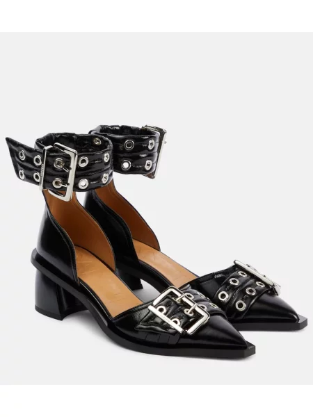 Pantofi cu toc Ganni din piele negru