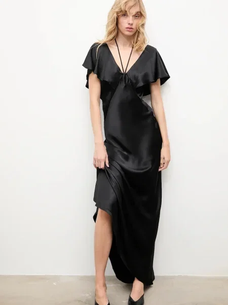 Haljina Answear.LAB maxi širi se prema dolje crna