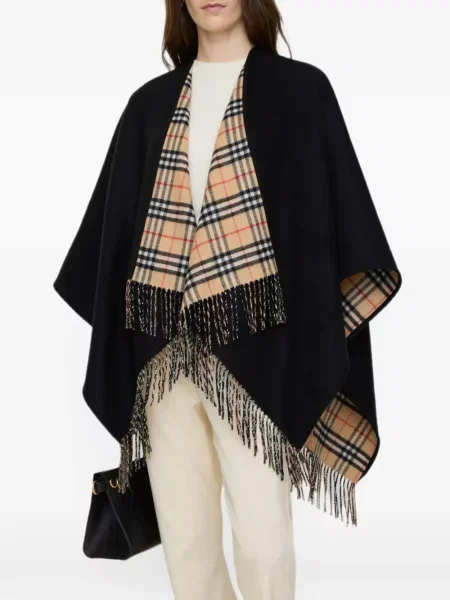 Vunena reverzibilan jakna Burberry karirana crna