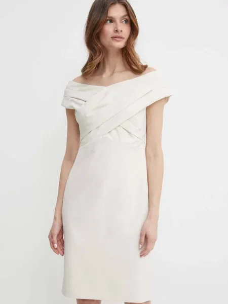 Lauren Ralph Lauren sukienka mini dopasowana beżowy