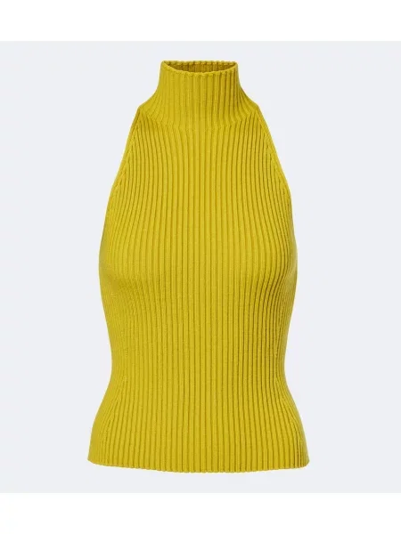 Top Alaïa de lână cu gât halter verde