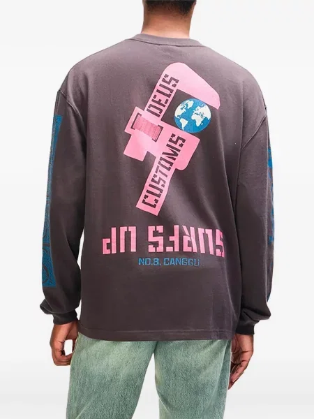 Lung tricou Deus Ex Machina cu imagine gri