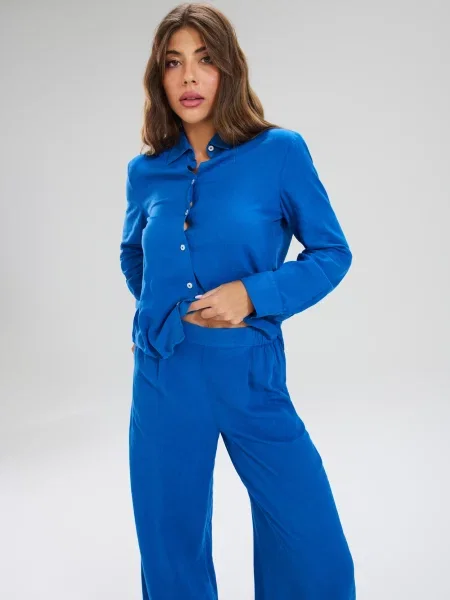 Штани wide leg синій