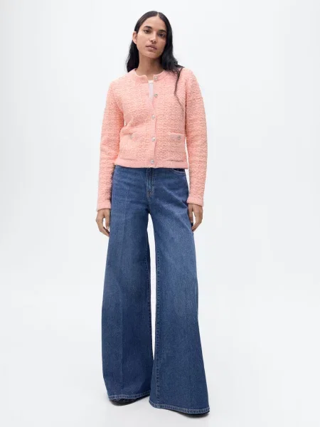 Жакет MANGO поліестер/бавовна рожевий