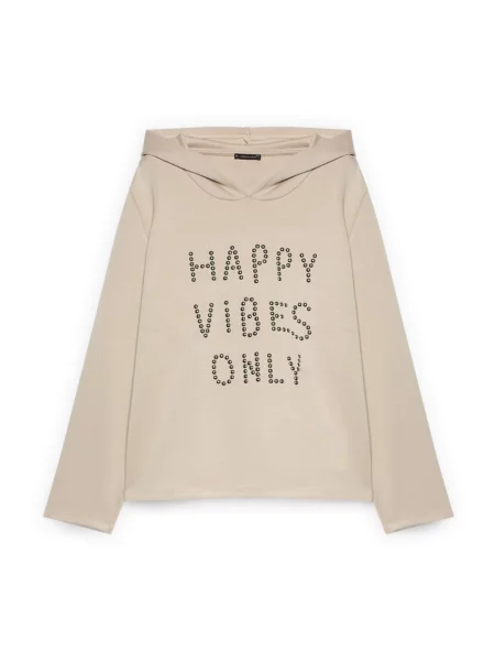 Bluza z kapturem Fiorella Rubino z kapturem beżowa