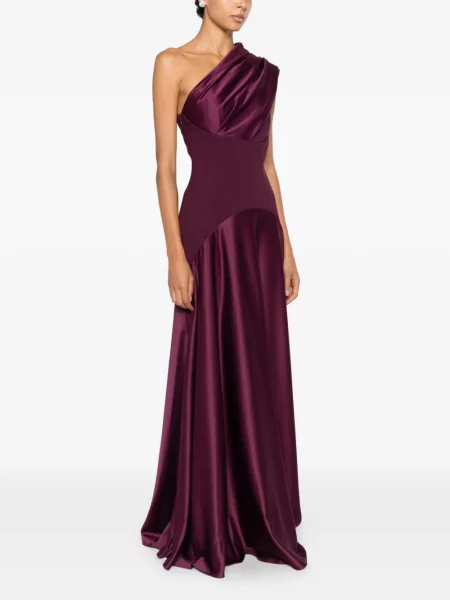 Rochie maxi Solace London drapată cu un umăr gol violet
