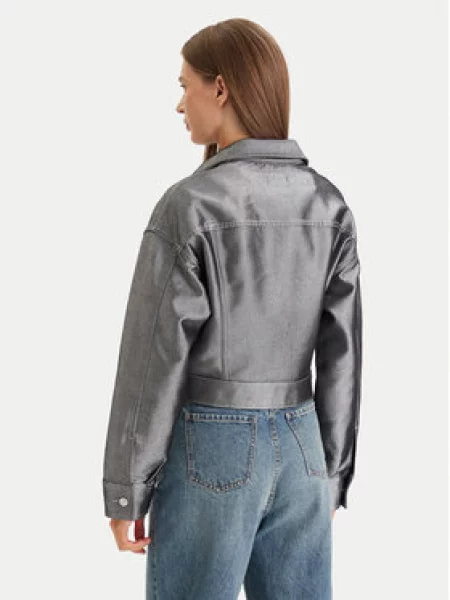Jeansová bunda Calvin Klein stříbrná