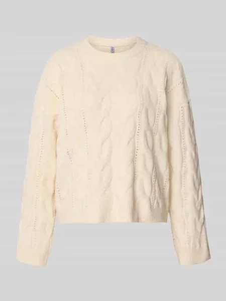 Sweter o kroju relaxed fit z okrągłym dekoltem model KATHY' Pieces biały