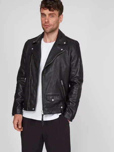Шкіряна куртка Allsaints чорна
