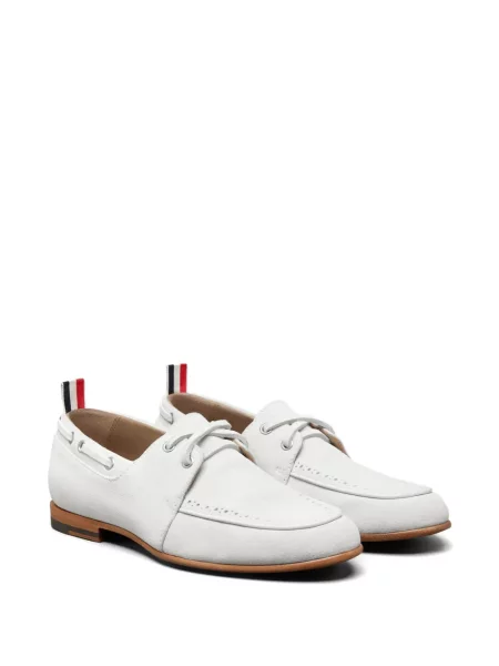 Pantofi loafer Thom Browne din piele de căprioară alb