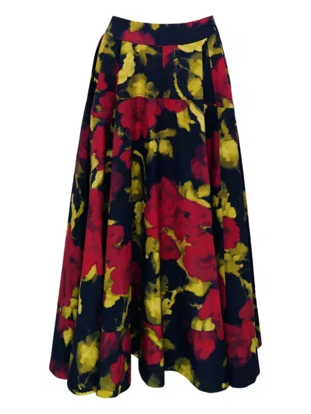 Spódnica Azeeza w kwiatki z nadrukiem popelinowa czarna