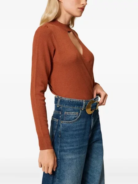 Pulover Twinset cu motiv cu inimi maro