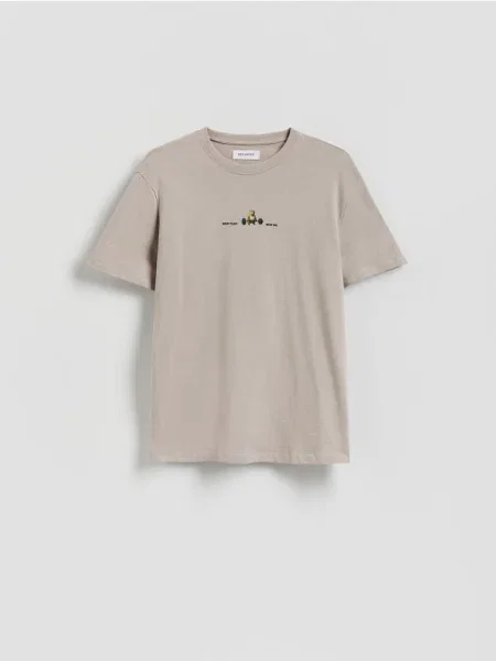 Reserved Tricou comfort fit cu imprimeu bej