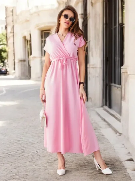 Rochie midi Resti cu mâneci scurte până la genunchi de costum alb