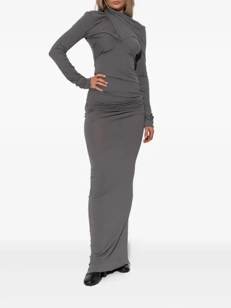 Rochie maxi Entire Studios drapată lungă de costum gri