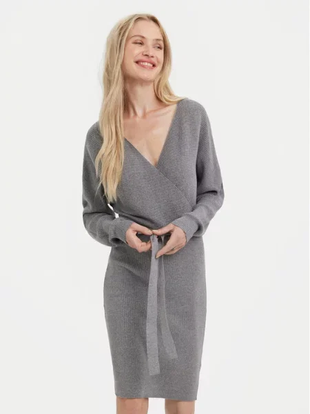 VERO MODA Úpletové šaty melír šedý