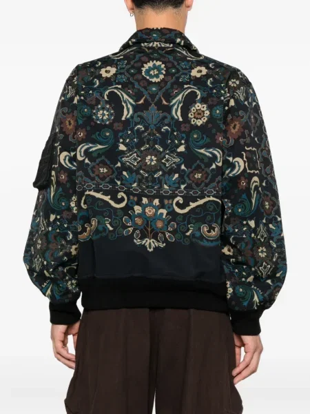 Geacă Sacai cu imagine cu model paisley negru