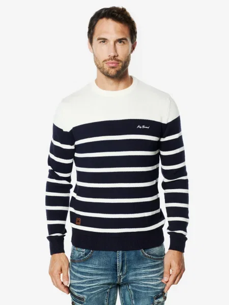 KOROSHI Pulover albastru marin / murdar alb