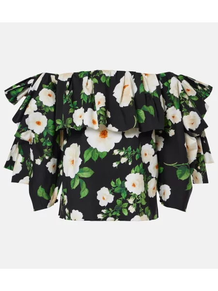 Top Carolina Herrera cu model floral negru