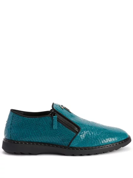 Pantofi loafer Giuseppe Zanotti din piele cu model piele de șarpe albastru